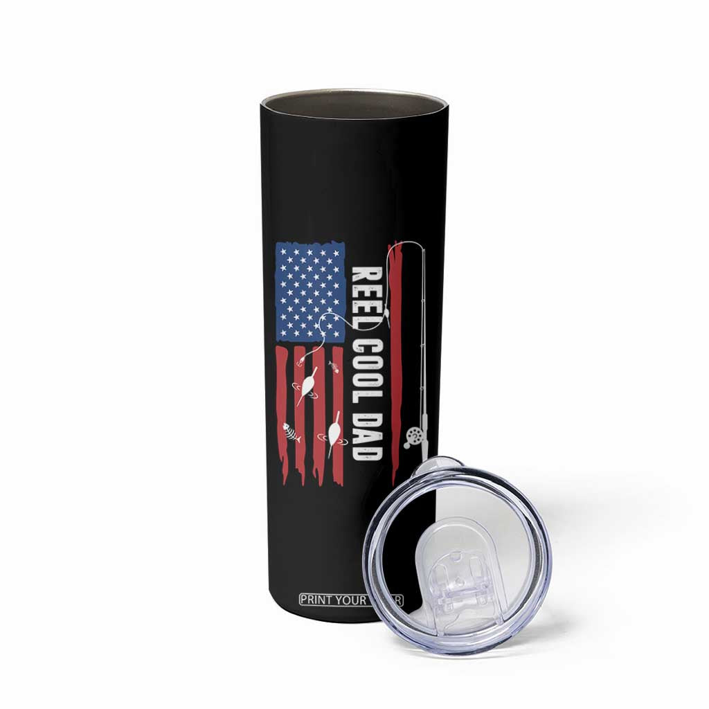 Fishing Gifts For Dad Skinny Tumbler Reel Cool Dad US Flag Father's Day TB10 Print Your Wear