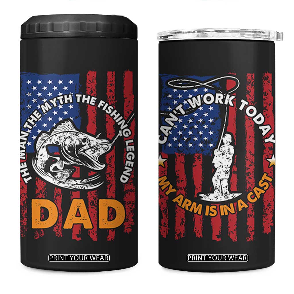 Funny Fishing Fathers Day 4 in 1 Can Cooler Tumbler I Can't Work Today My Arm Is In A Cast Dad Gifts TB10 One Size: 16 oz Black Print Your Wear