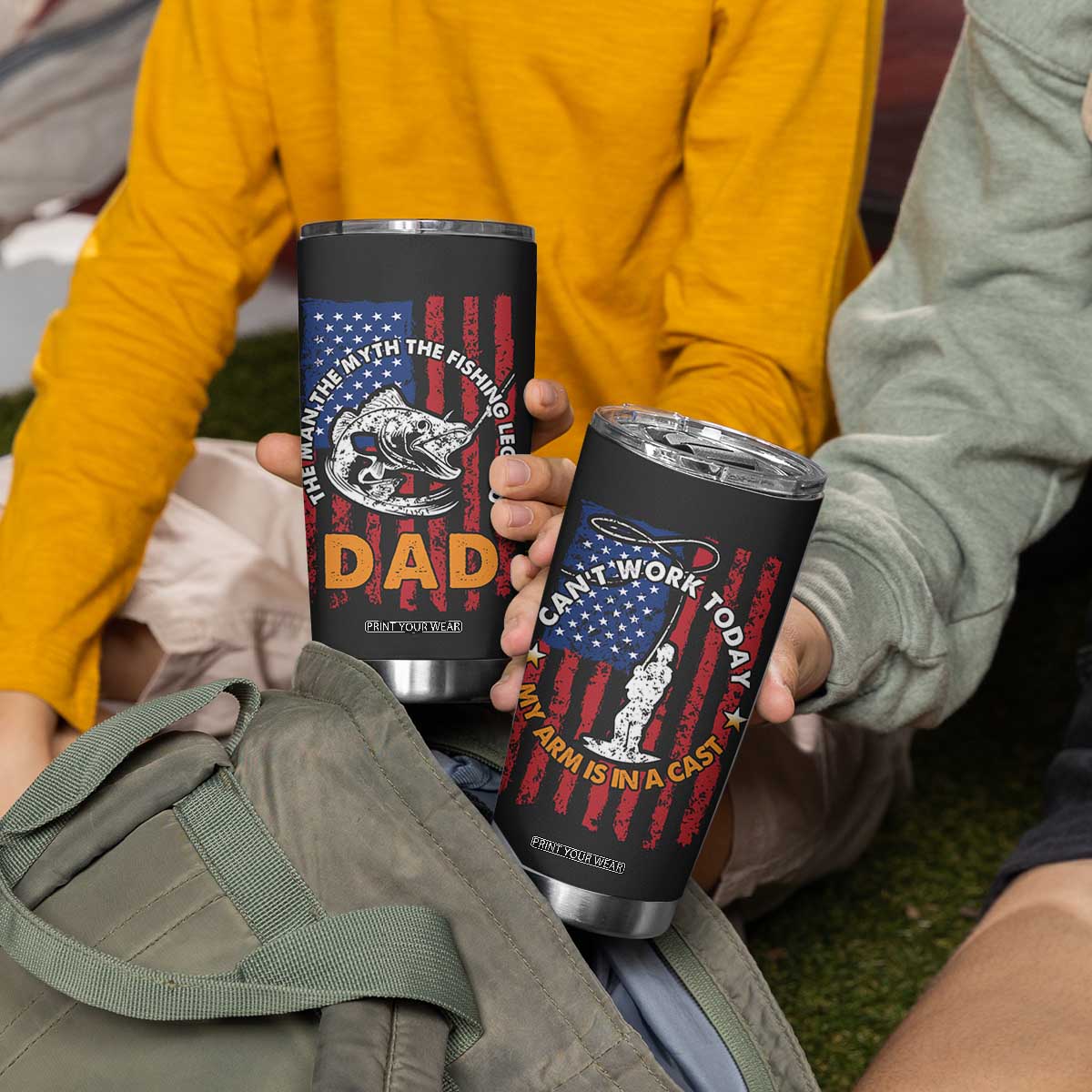 Funny Fishing Fathers Day Tumbler Cup I Can't Work Today My Arm Is In A Cast Dad Gifts TB10 Print Your Wear