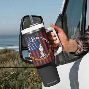Funny Fishing Fathers Day Tumbler With Handle I Can't Work Today My Arm Is In A Cast Dad Gifts TB10 Print Your Wear