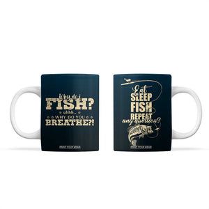 Fishing Gifts For Men Coffee Mug Eat Sleep Fish Repeat Bass Fishing TB10 Navy Print Your Wear