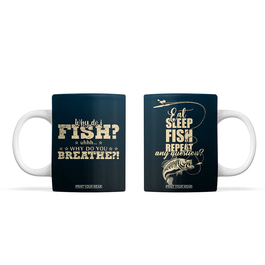 Fishing Gifts For Men Coffee Mug Eat Sleep Fish Repeat Bass Fishing TB10 Navy Print Your Wear