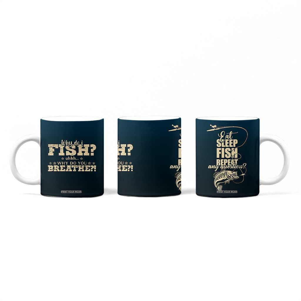 Fishing Gifts For Men Coffee Mug Eat Sleep Fish Repeat Bass Fishing TB10 Print Your Wear