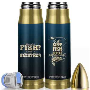 Fishing Gifts For Men Bullet Tumbler Eat Sleep Fish Repeat Bass Fishing TB10 Navy Print Your Wear