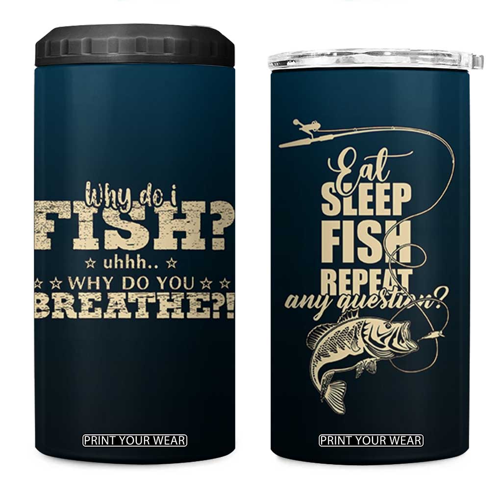 Fishing Gifts For Men 4 in 1 Can Cooler Tumbler Eat Sleep Fish Repeat Bass Fishing TB10 One Size: 16 oz Navy Print Your Wear