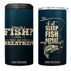 Fishing Gifts For Men 4 in 1 Can Cooler Tumbler Eat Sleep Fish Repeat Bass Fishing TB10 One Size: 16 oz Navy Print Your Wear