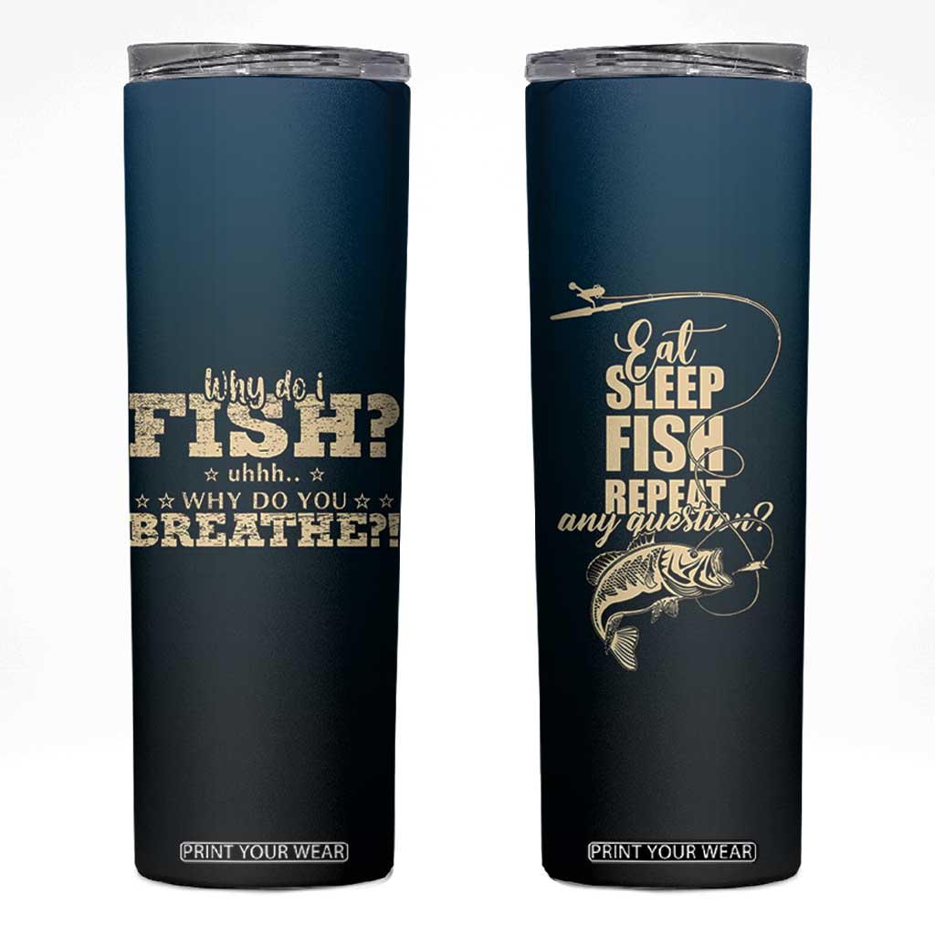Fishing Gifts For Men Skinny Tumbler Eat Sleep Fish Repeat Bass Fishing TB10 Navy Print Your Wear