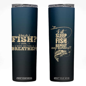 Fishing Gifts For Men Skinny Tumbler Eat Sleep Fish Repeat Bass Fishing TB10 Navy Print Your Wear