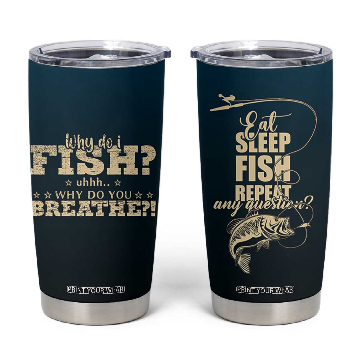 Fishing Gifts For Men Tumbler Cup Eat Sleep Fish Repeat Bass Fishing TB10 Navy Print Your Wear
