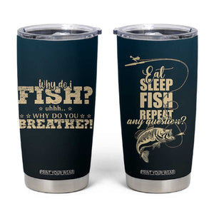 Fishing Gifts For Men Tumbler Cup Eat Sleep Fish Repeat Bass Fishing TB10 Navy Print Your Wear