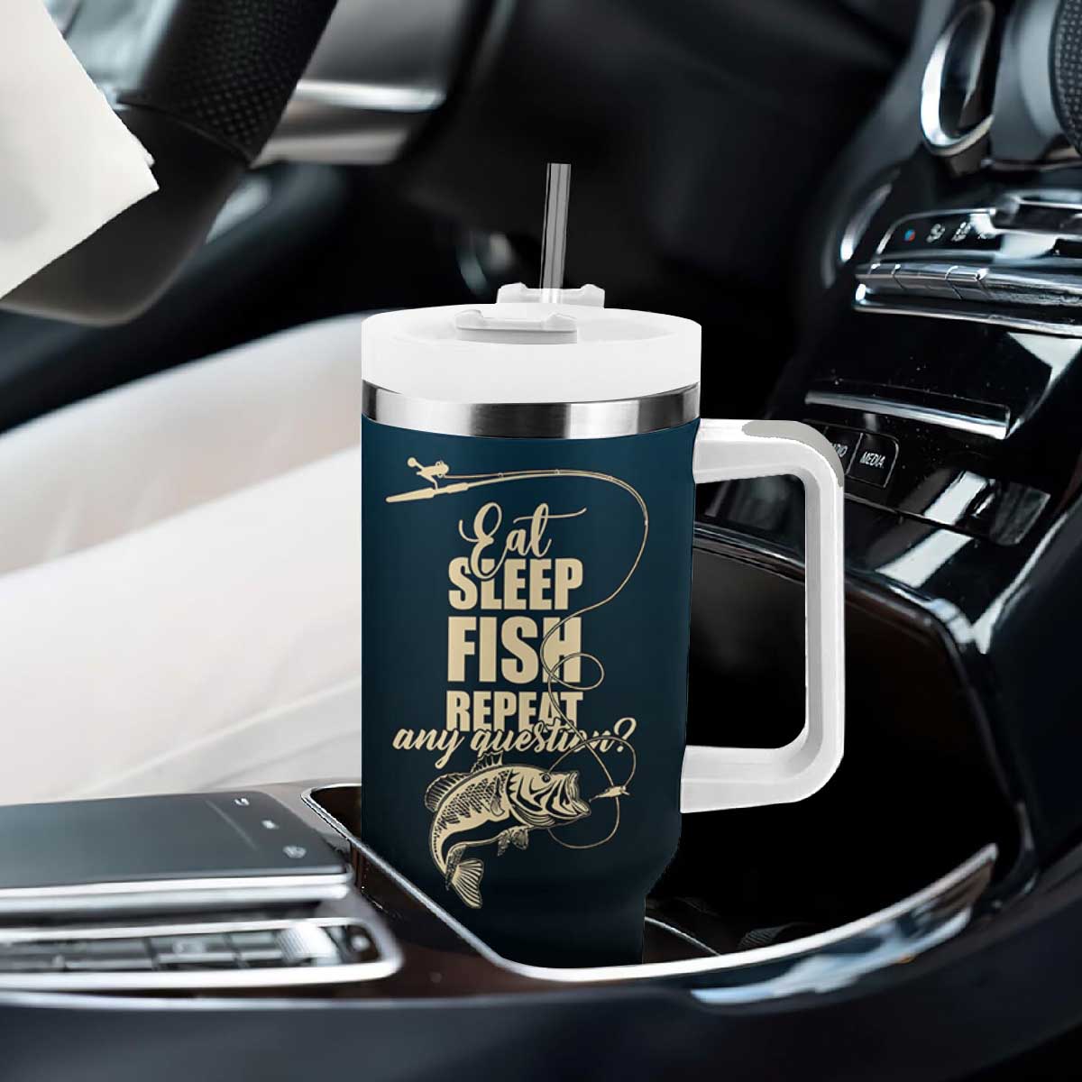 Fishing Gifts For Men Tumbler With Handle Eat Sleep Fish Repeat Bass Fishing TB10 Print Your Wear