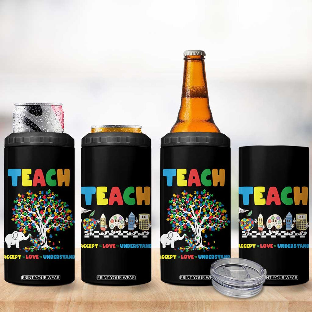 Autism Teacher 4 in 1 Can Cooler Tumbler Accept Love Understand Cute Puzzle TB10 Print Your Wear