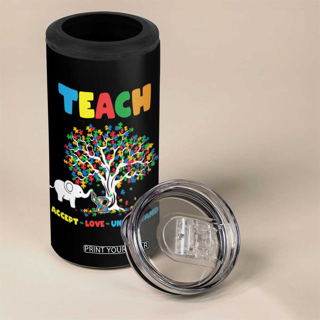 Autism Teacher 4 in 1 Can Cooler Tumbler Accept Love Understand Cute Puzzle TB10 Print Your Wear