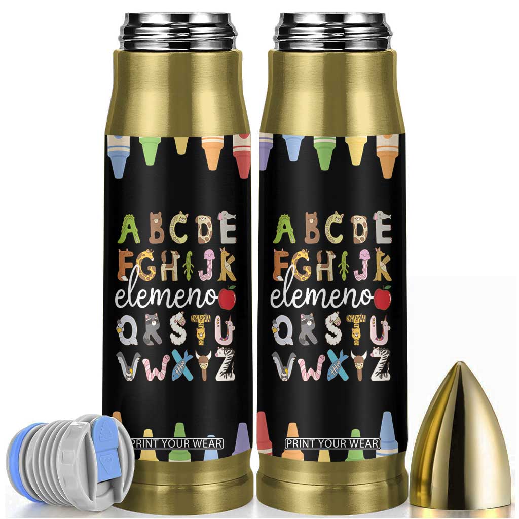 Teacher Alphabet Bullet Tumbler Colorful Animal Teachers Toddlers Spill Proof Cup TB10 Black Print Your Wear