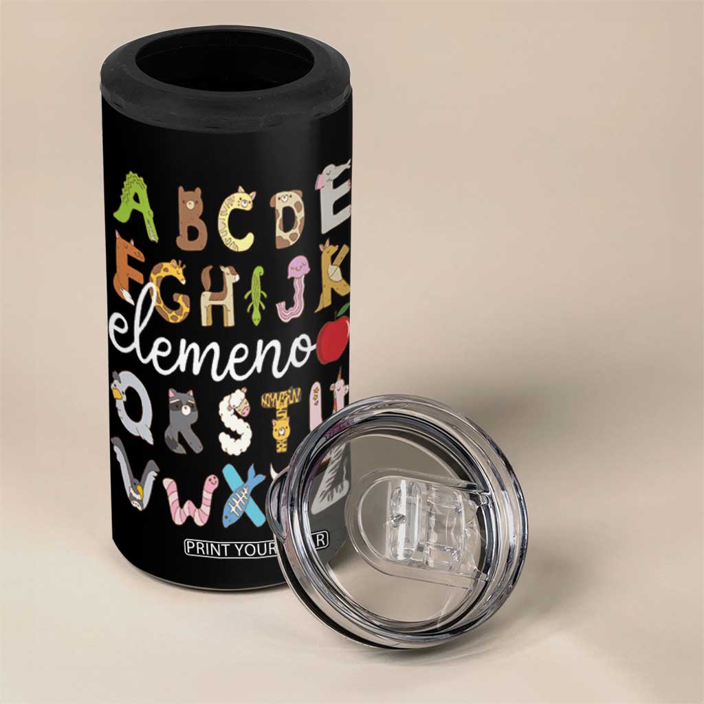 Teacher Alphabet 4 in 1 Can Cooler Tumbler Colorful Animal Teachers Toddlers Spill Proof Cup TB10 Print Your Wear