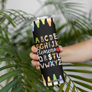 Teacher Alphabet Skinny Tumbler Colorful Animal Teachers Toddlers Spill Proof Cup TB10 Print Your Wear