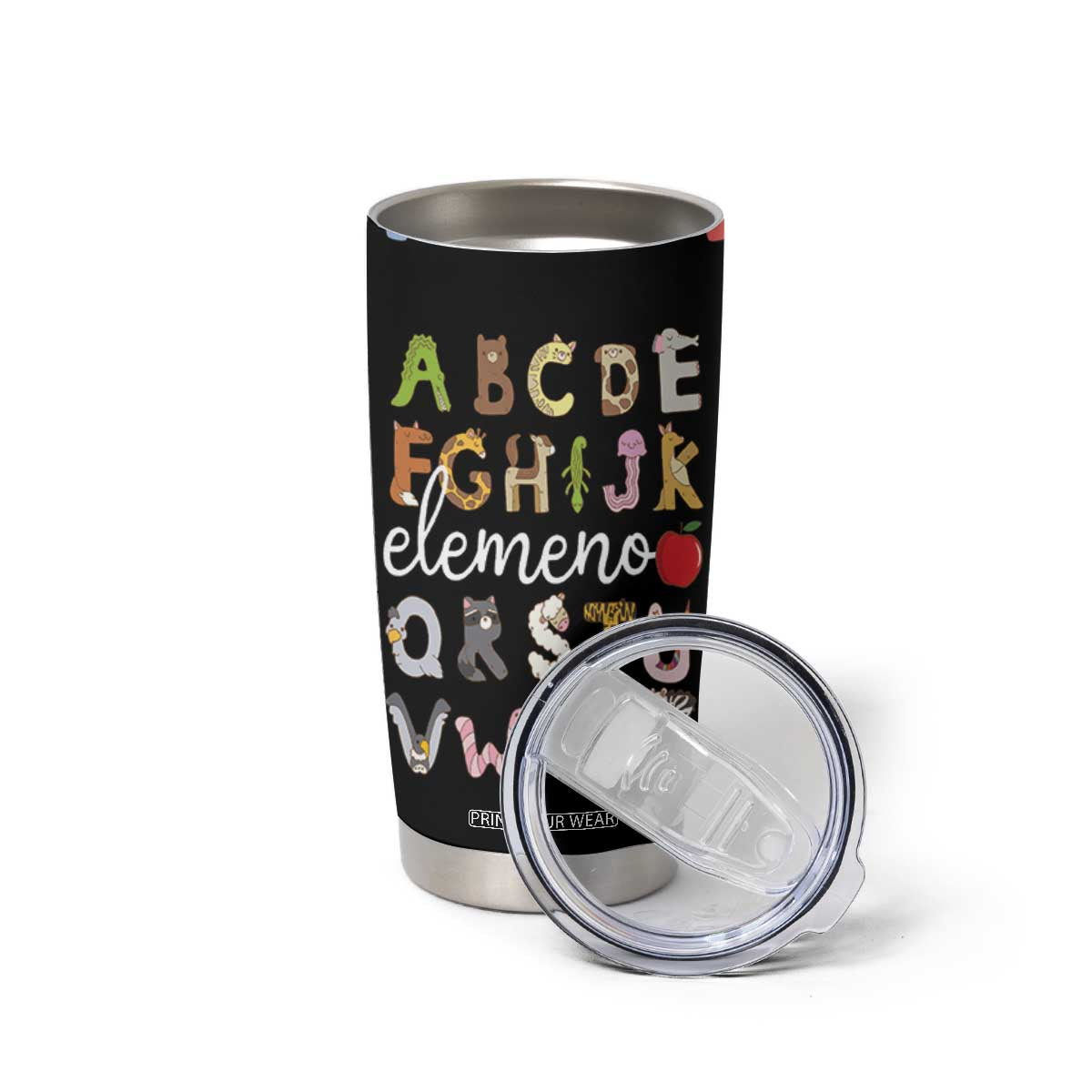Teacher Alphabet Tumbler Cup Colorful Animal Teachers Toddlers Spill Proof Cup TB10 Print Your Wear
