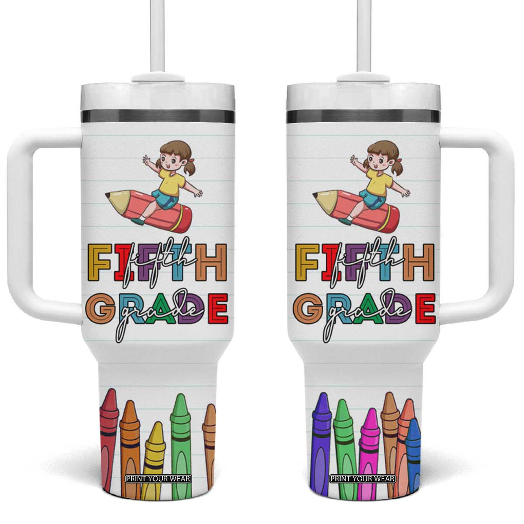 Fifth Grade Tumbler With Handle Teacher Back to School TB10 One Size: 40 oz White Print Your Wear