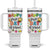 Teacher Tumbler With Handle Happy First Day Of School TB10 One Size: 40 oz White Print Your Wear