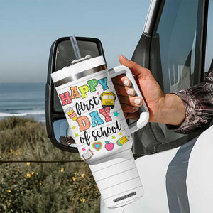 Teacher Tumbler With Handle Happy First Day Of School TB10 Print Your Wear