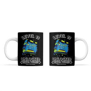 13th Birthday Gift Coffee Mug Boys Level 13 Unlocked Official Teenager Gaming TB10 Black Print Your Wear