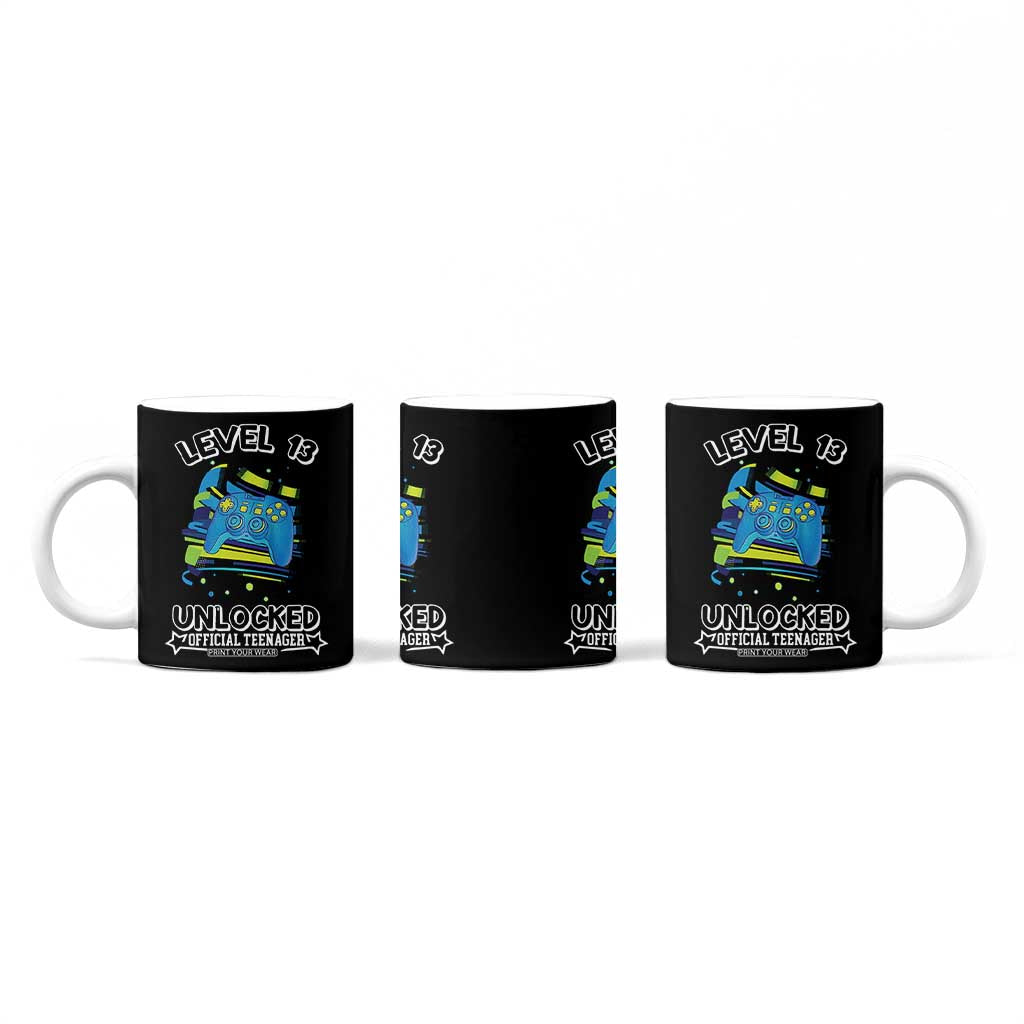 13th Birthday Gift Coffee Mug Boys Level 13 Unlocked Official Teenager Gaming TB10 Print Your Wear