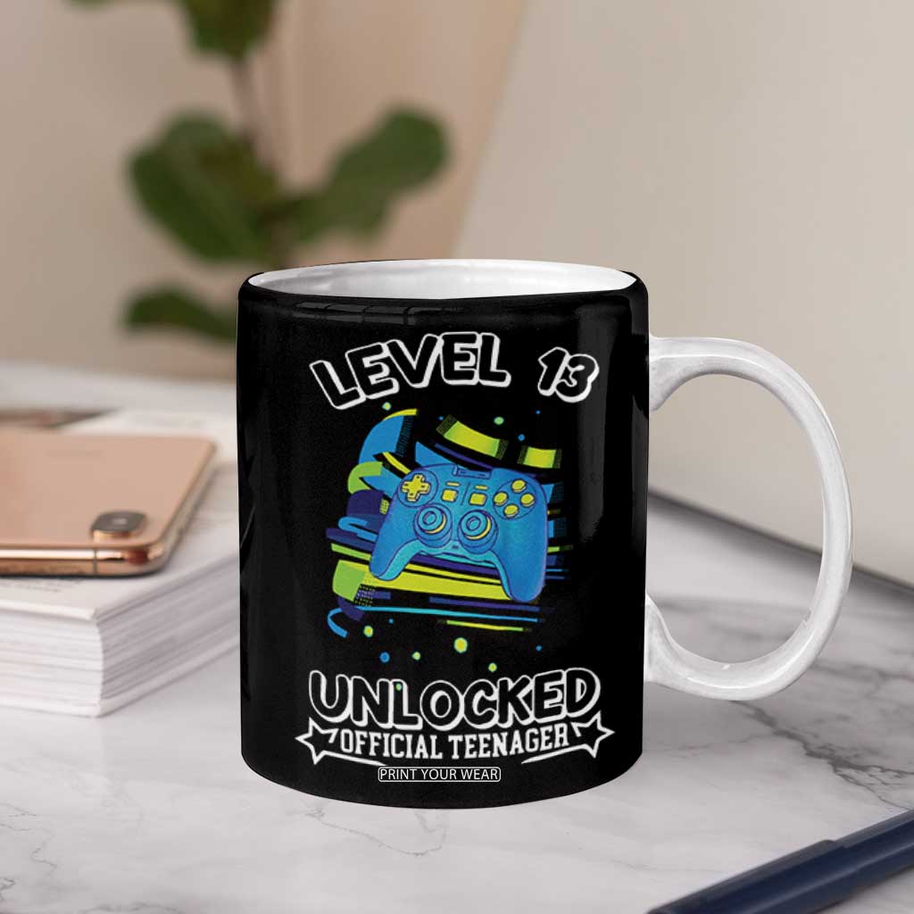 13th Birthday Gift Coffee Mug Boys Level 13 Unlocked Official Teenager Gaming TB10 Print Your Wear