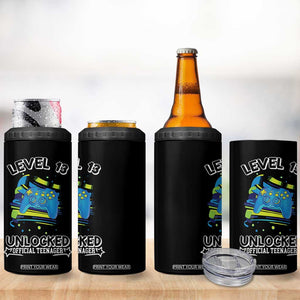 13th Birthday Gift 4 in 1 Can Cooler Tumbler Boys Level 13 Unlocked Official Teenager Gaming