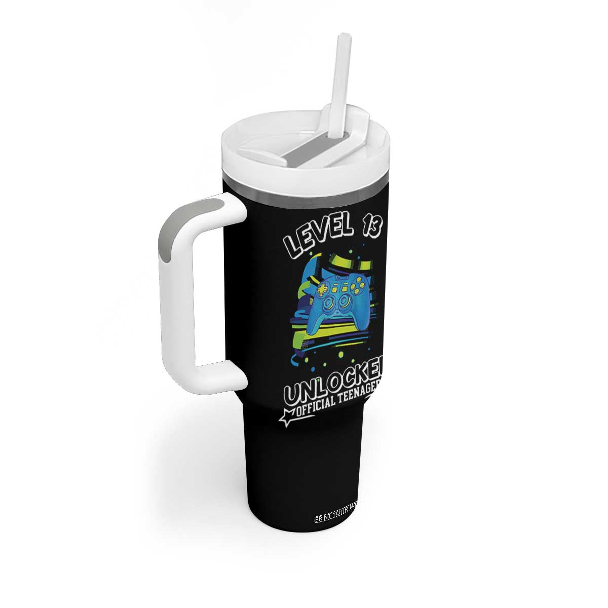 13th Birthday Gift Tumbler With Handle Boys Level 13 Unlocked Official Teenager Gaming TB10 Print Your Wear
