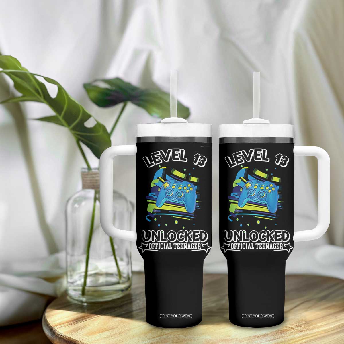 13th Birthday Gift Tumbler With Handle Boys Level 13 Unlocked Official Teenager Gaming TB10 Print Your Wear