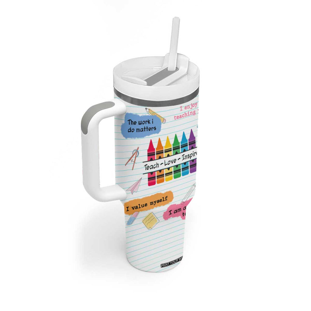 Teacher Tumbler With Handle Positive Daily Affirmations Cup, Inspirational, Sobriety, Motivational Gifts TB10 Print Your Wear