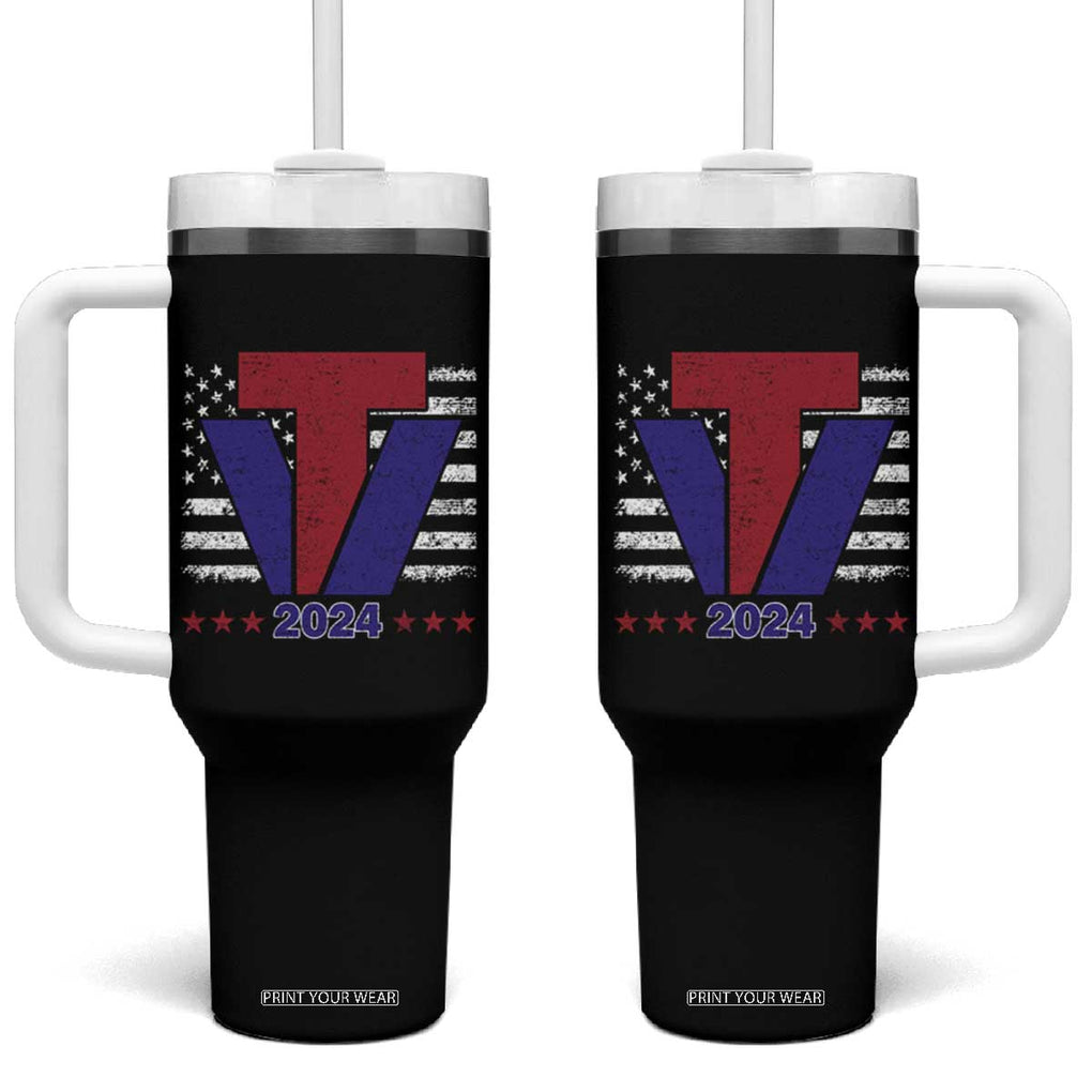 Trump Vance 2024 Presidential Election Tumbler With Handle American Flag TB10 One Size: 40 oz Black Print Your Wear