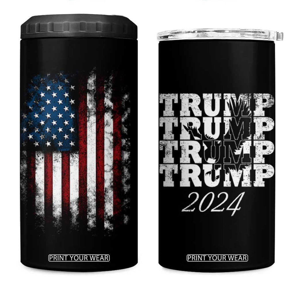 Trump 2024 Election 4 in 1 Can Cooler Tumbler American Flag US Eagle TB10 One Size: 16 oz Black Print Your Wear
