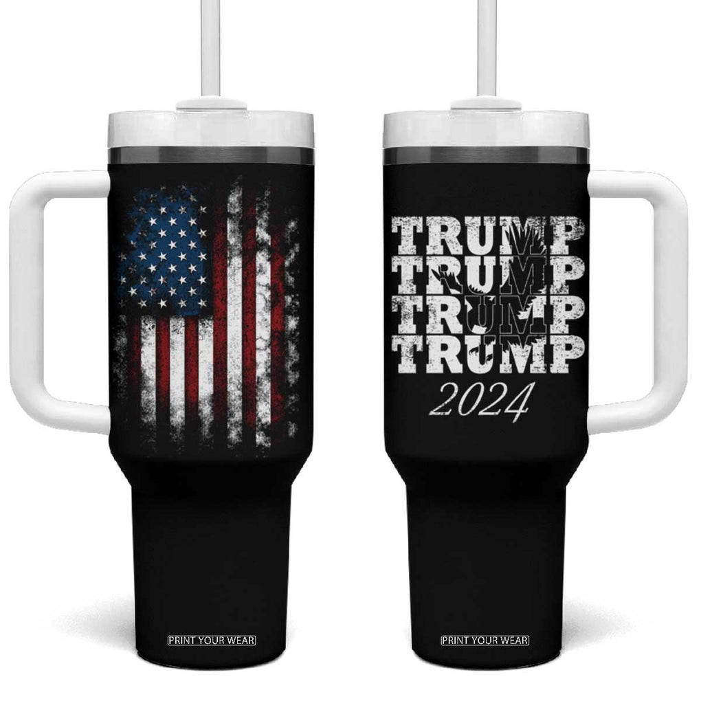 Trump 2024 Election Tumbler With Handle American Flag US Eagle TB10 One Size: 40 oz Black Print Your Wear