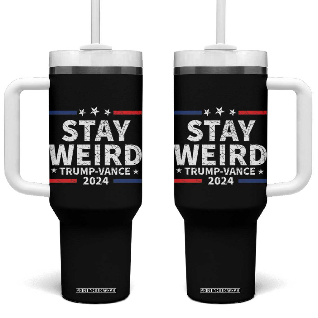 Trump Vance 2024 Election Tumbler With Handle Stay Weird TB10 One Size: 40 oz Black Print Your Wear