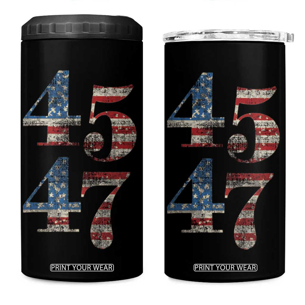 Trump 2024 Election 4 in 1 Can Cooler Tumbler 45-47 American US Flag 47th TB10 One Size: 16 oz Black Print Your Wear