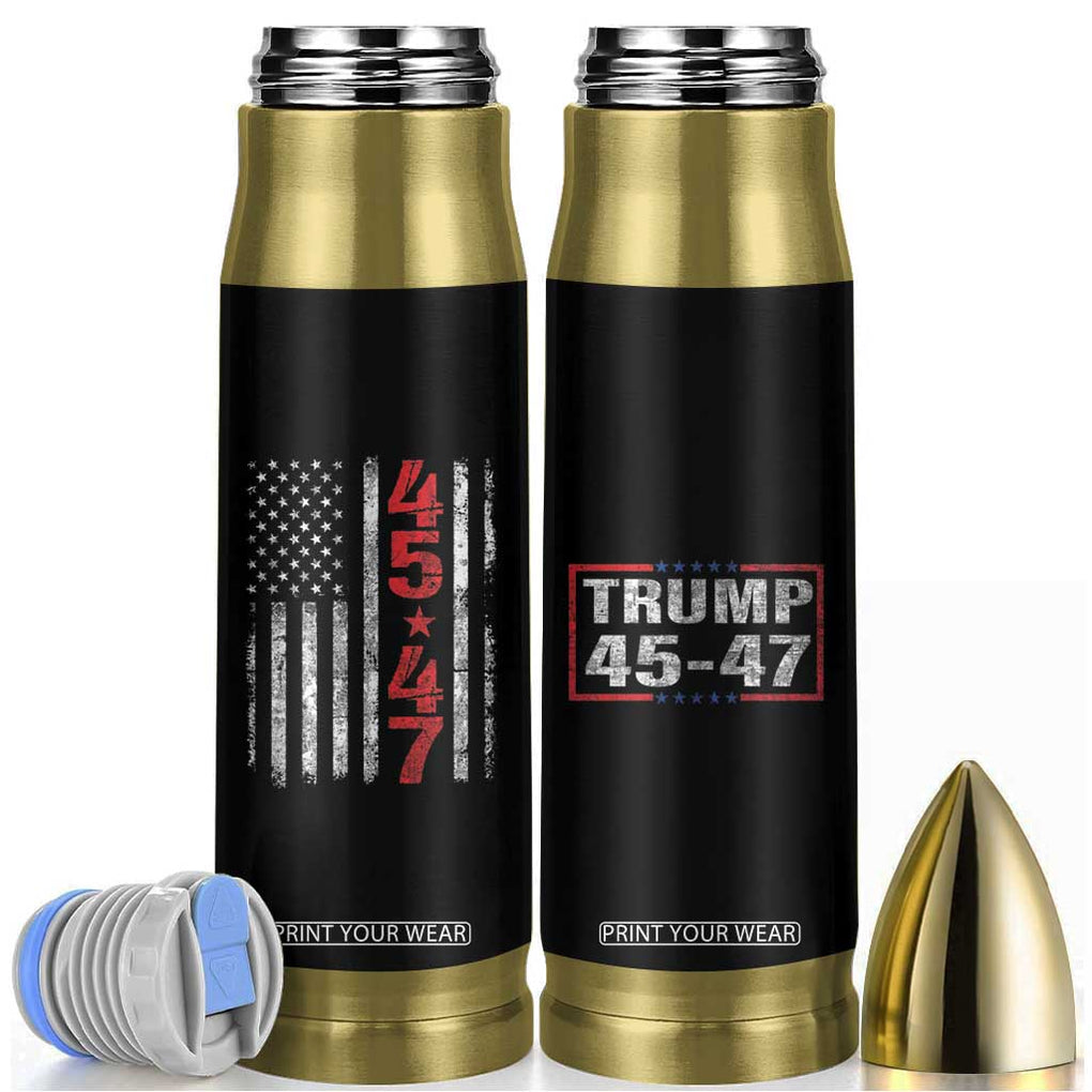45-47 Trump 2024 Flag Bullet Tumbler American US Flag Retro Style American President Election TB10 Black Print Your Wear