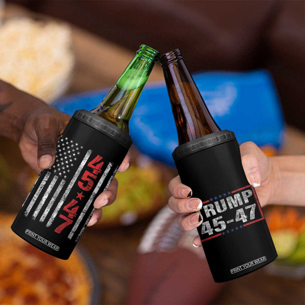 Trump 2024 Election 4 in 1 Can Cooler Tumbler 45-47 American US Flag 47th TB10 Print Your Wear