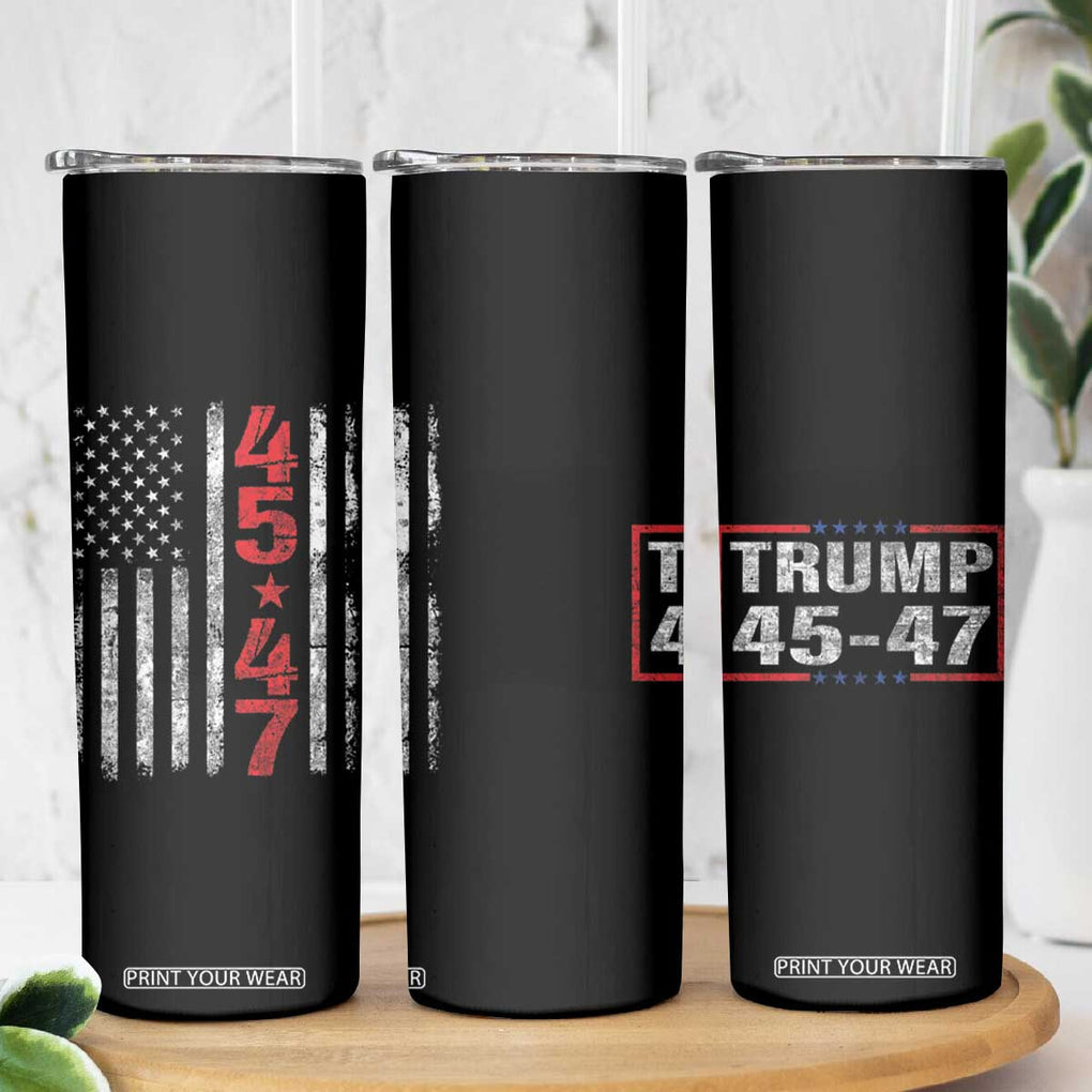 Trump 2024 Election Skinny Tumbler 45-47 American US Flag 47th TB10 Print Your Wear