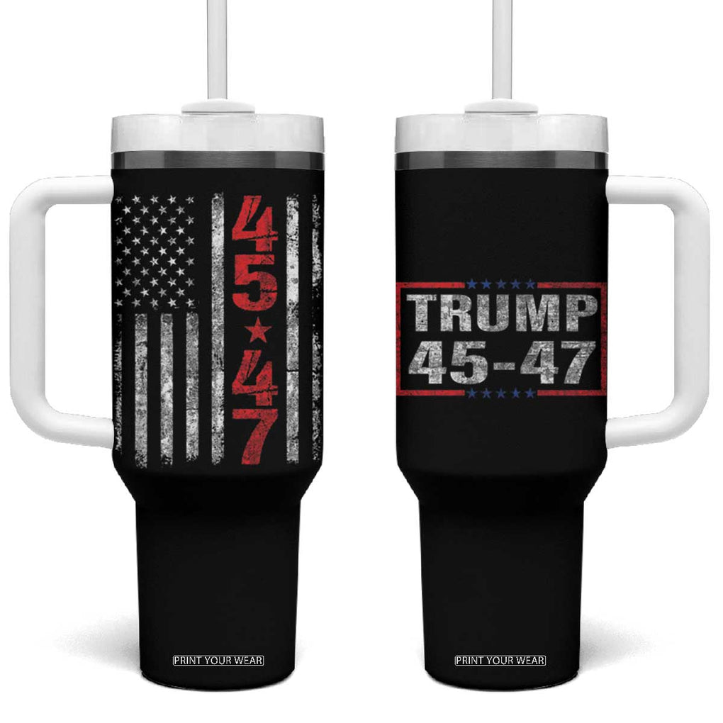 Trump 2024 Election Tumbler With Handle 45-47 American US Flag 47th TB10 One Size: 40 oz Black Print Your Wear
