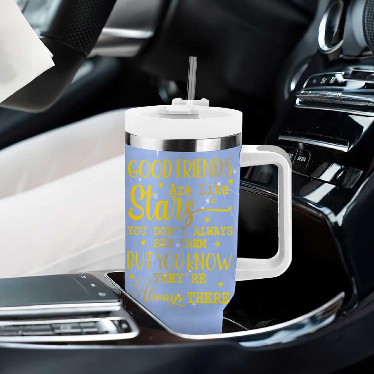 Best Friends Gift Tumbler With Handle Friendship Gifts for Sister, Besties, BFF Good Friends Are Like Stars You Don't Always See Them But You Know They Are Always There TB10 Print Your Wear