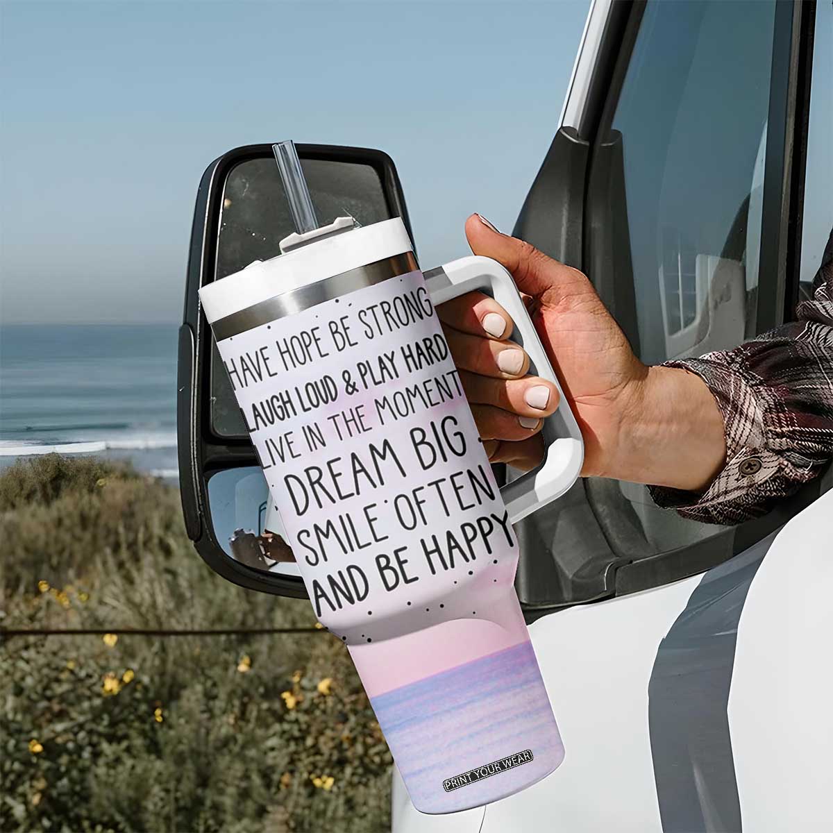 Funny Inspirational Tumbler With Handle Have Hope Be Strong Motivational Quote TB10 Print Your Wear
