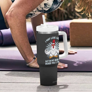 Funny Chicken Tumbler With Handle I May Look Calm But In My Head I've Pecked You 3 Times TB10 Print Your Wear