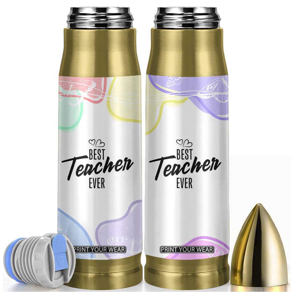 Best Teacher Appreciation Gifts Bullet Tumbler From Students Cute Pastel Butterfly TB10 White Print Your Wear
