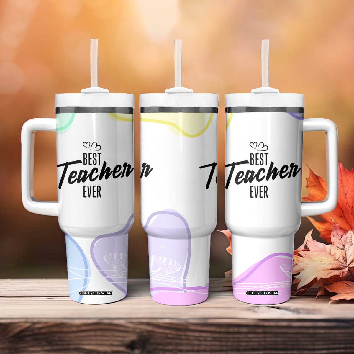 Best Teacher Appreciation Gifts Tumbler With Handle From Students Cute Pastel Butterfly TB10 Print Your Wear
