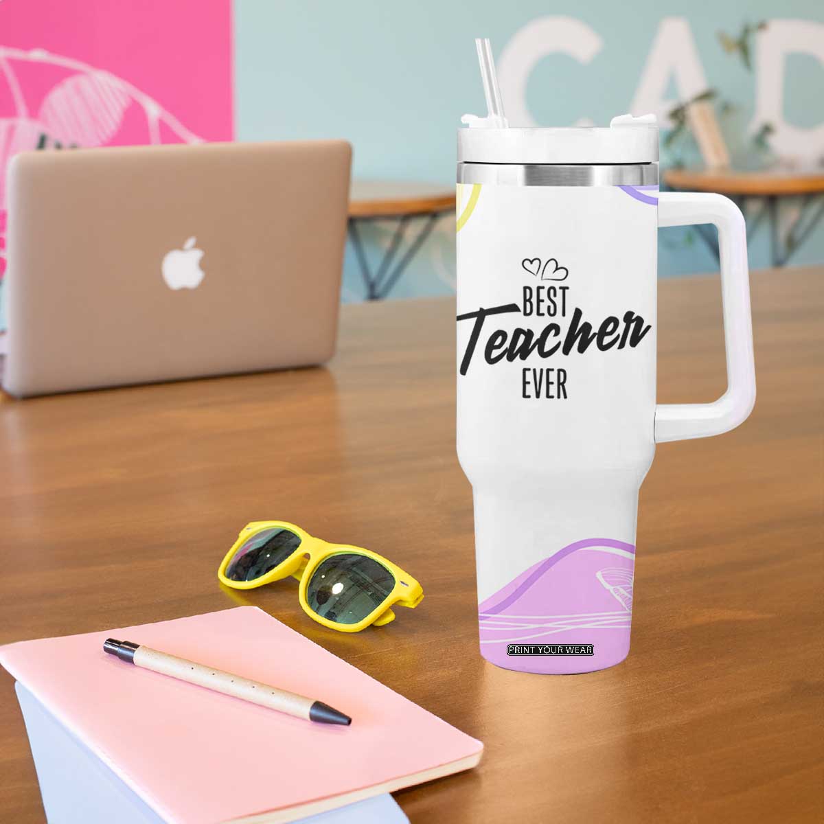 Best Teacher Appreciation Gifts Tumbler With Handle From Students Cute Pastel Butterfly TB10 Print Your Wear
