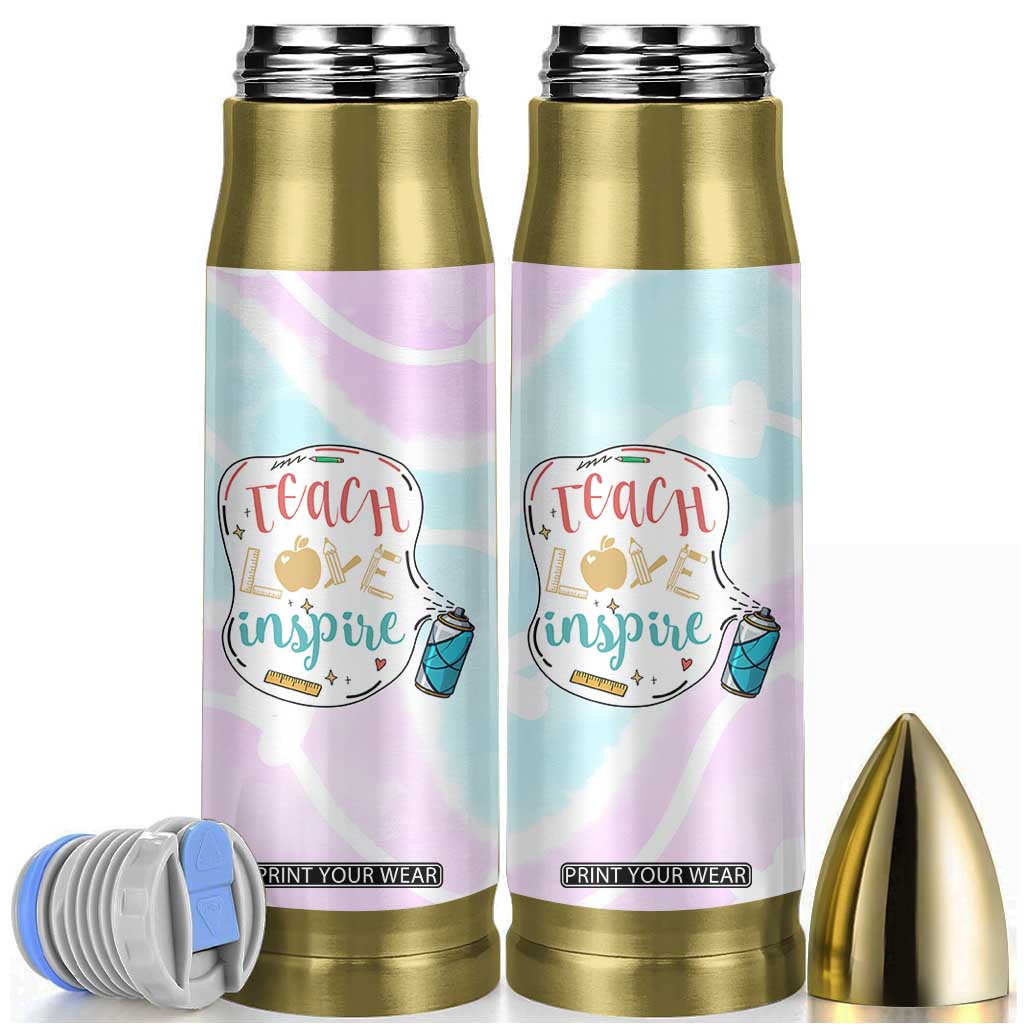 Teacher Bullet Tumbler Teach Love Inspire Back To School Christmas Birthday Gift TB10 Pastel Print Your Wear