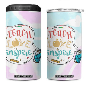 Teacher 4 in 1 Can Cooler Tumbler Teach Love Inspire Back To School Christmas Birthday Gift TB10 One Size: 16 oz Pastel Print Your Wear