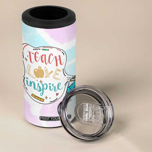 Teacher 4 in 1 Can Cooler Tumbler Teach Love Inspire Back To School Christmas Birthday Gift TB10 Print Your Wear