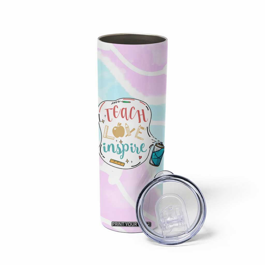 Teacher Skinny Tumbler Teach Love Inspire Back To School Christmas Birthday Gift TB10 Print Your Wear